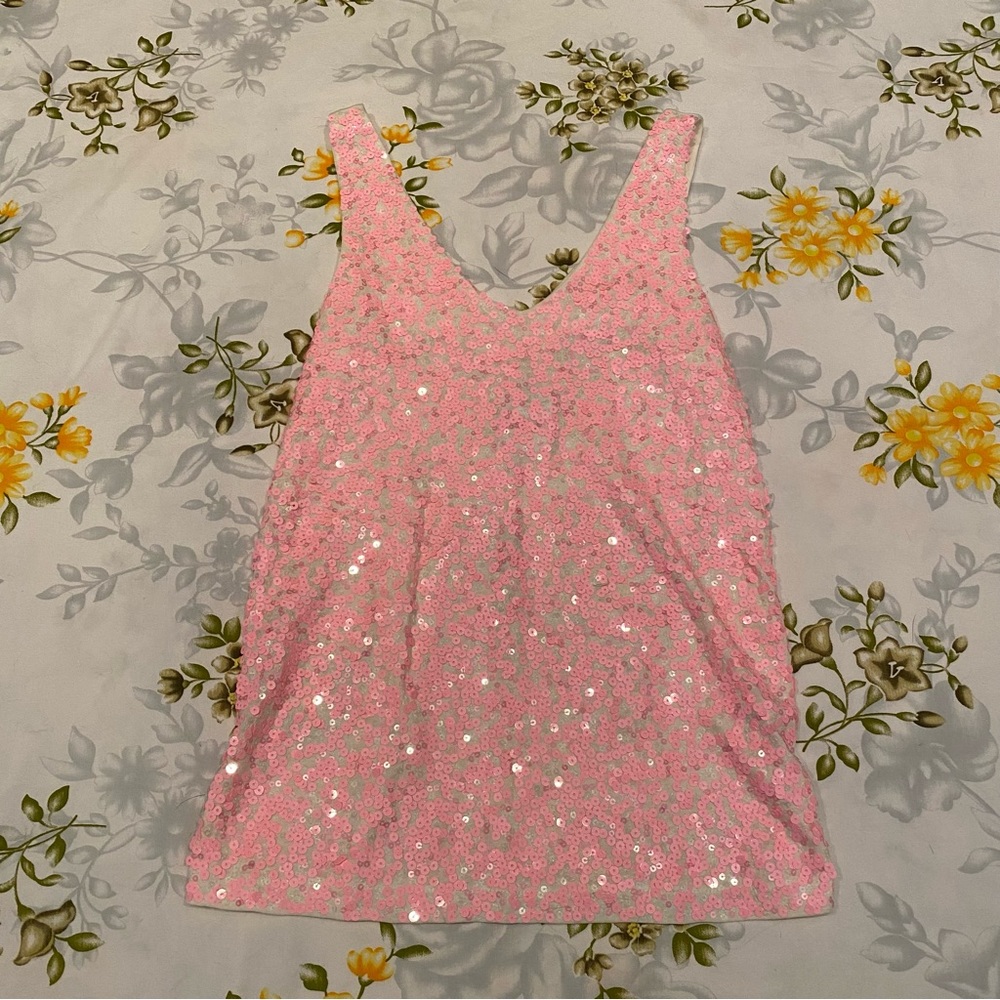 J. Crew Size XS Pink Sequin Tank NWT